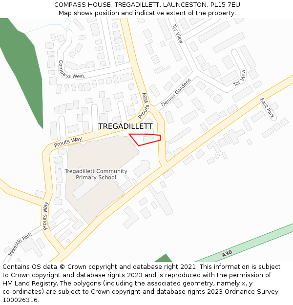 COMPASS HOUSE, TREGADILLETT, LAUNCESTON, PL15 7EU: Location map and indicative extent of plot