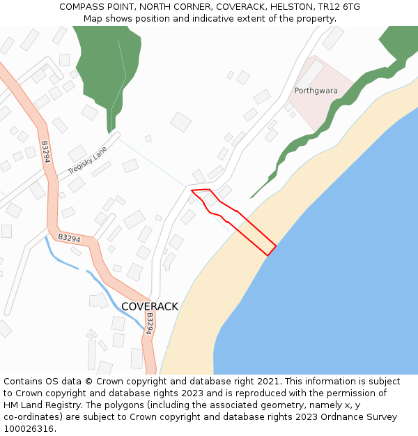 COMPASS POINT, NORTH CORNER, COVERACK, HELSTON, TR12 6TG: Location map and indicative extent of plot