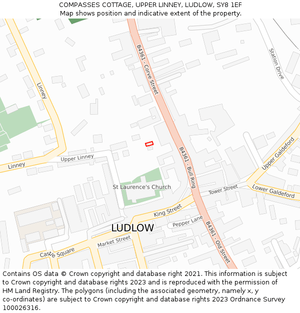 COMPASSES COTTAGE, UPPER LINNEY, LUDLOW, SY8 1EF: Location map and indicative extent of plot