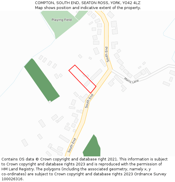 COMPTON, SOUTH END, SEATON ROSS, YORK, YO42 4LZ: Location map and indicative extent of plot