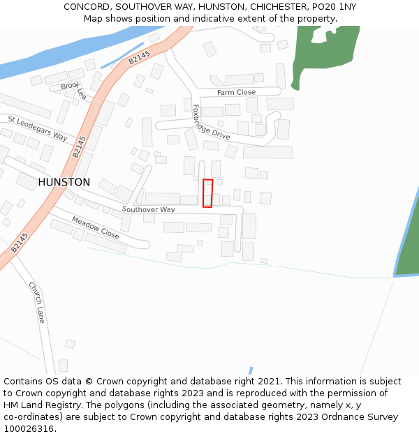 CONCORD, SOUTHOVER WAY, HUNSTON, CHICHESTER, PO20 1NY: Location map and indicative extent of plot