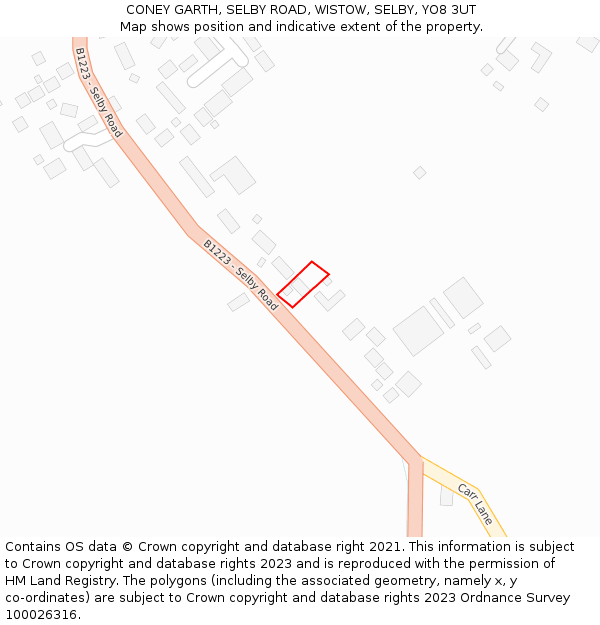 CONEY GARTH, SELBY ROAD, WISTOW, SELBY, YO8 3UT: Location map and indicative extent of plot