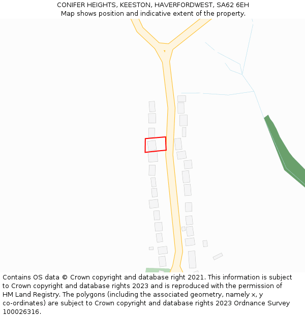 CONIFER HEIGHTS, KEESTON, HAVERFORDWEST, SA62 6EH: Location map and indicative extent of plot