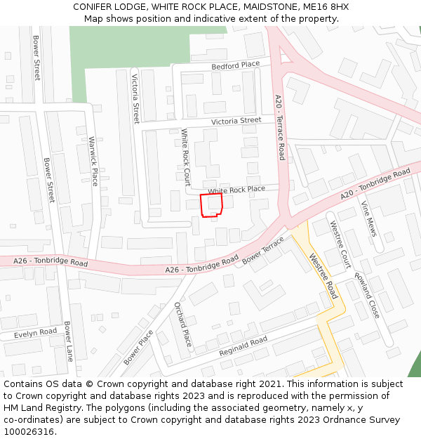 CONIFER LODGE, WHITE ROCK PLACE, MAIDSTONE, ME16 8HX: Location map and indicative extent of plot