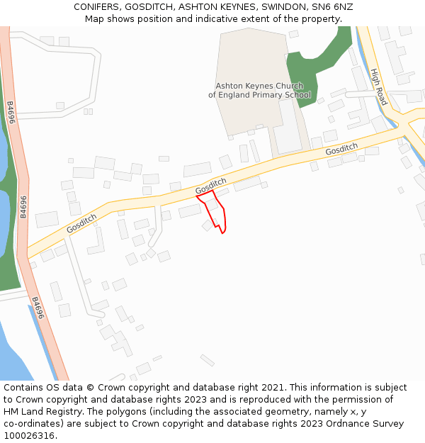 CONIFERS, GOSDITCH, ASHTON KEYNES, SWINDON, SN6 6NZ: Location map and indicative extent of plot