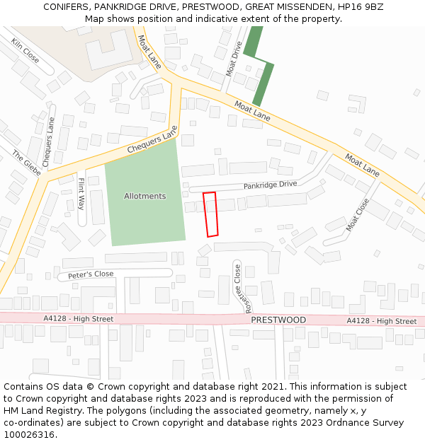 CONIFERS, PANKRIDGE DRIVE, PRESTWOOD, GREAT MISSENDEN, HP16 9BZ: Location map and indicative extent of plot