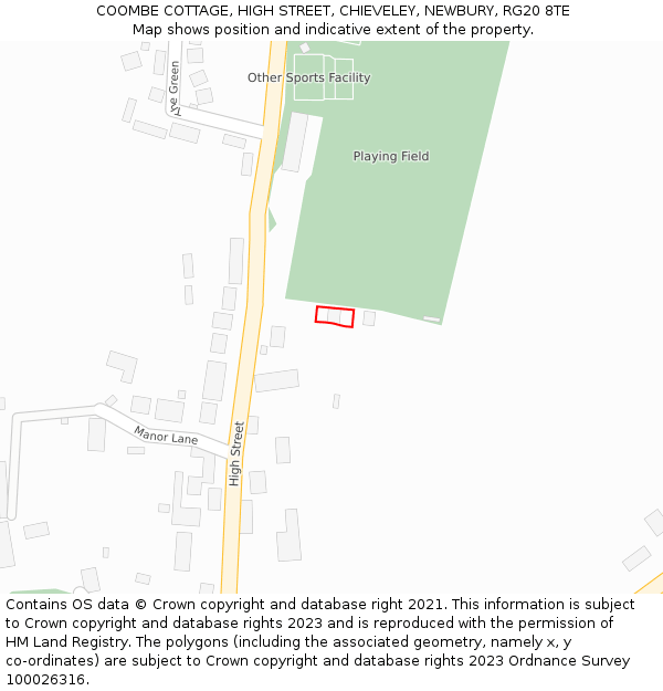 COOMBE COTTAGE, HIGH STREET, CHIEVELEY, NEWBURY, RG20 8TE: Location map and indicative extent of plot