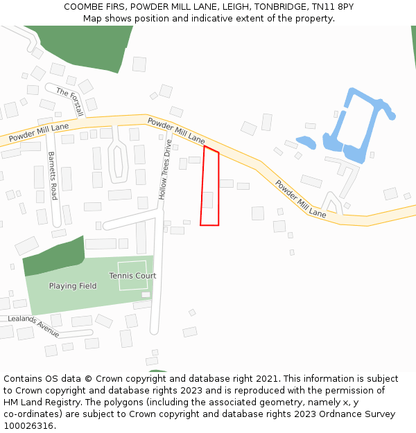 COOMBE FIRS, POWDER MILL LANE, LEIGH, TONBRIDGE, TN11 8PY: Location map and indicative extent of plot