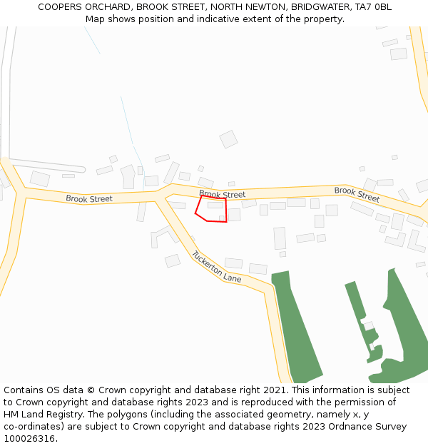 COOPERS ORCHARD, BROOK STREET, NORTH NEWTON, BRIDGWATER, TA7 0BL: Location map and indicative extent of plot