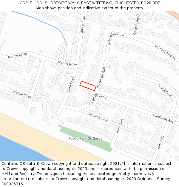 COPLE HOO, SHORESIDE WALK, EAST WITTERING, CHICHESTER, PO20 8DF: Location map and indicative extent of plot
