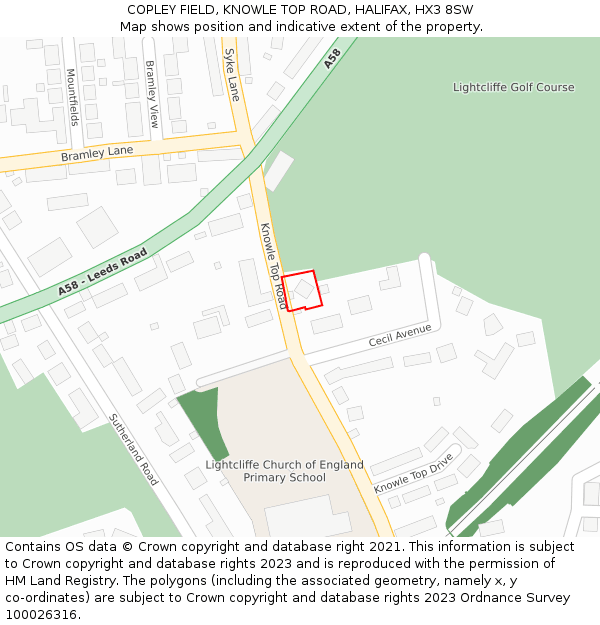 COPLEY FIELD, KNOWLE TOP ROAD, HALIFAX, HX3 8SW: Location map and indicative extent of plot