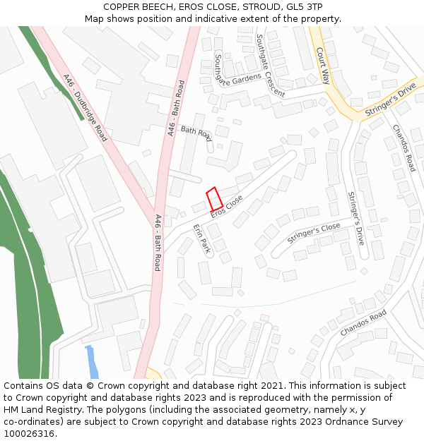 COPPER BEECH, EROS CLOSE, STROUD, GL5 3TP: Location map and indicative extent of plot