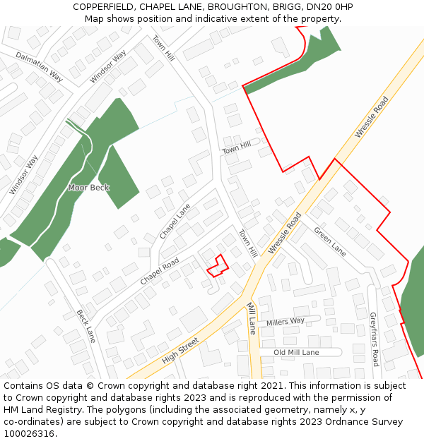 COPPERFIELD, CHAPEL LANE, BROUGHTON, BRIGG, DN20 0HP: Location map and indicative extent of plot