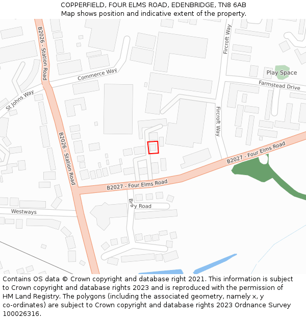 COPPERFIELD, FOUR ELMS ROAD, EDENBRIDGE, TN8 6AB: Location map and indicative extent of plot