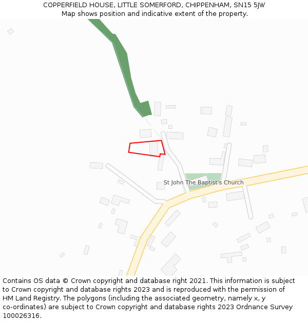 COPPERFIELD HOUSE, LITTLE SOMERFORD, CHIPPENHAM, SN15 5JW: Location map and indicative extent of plot
