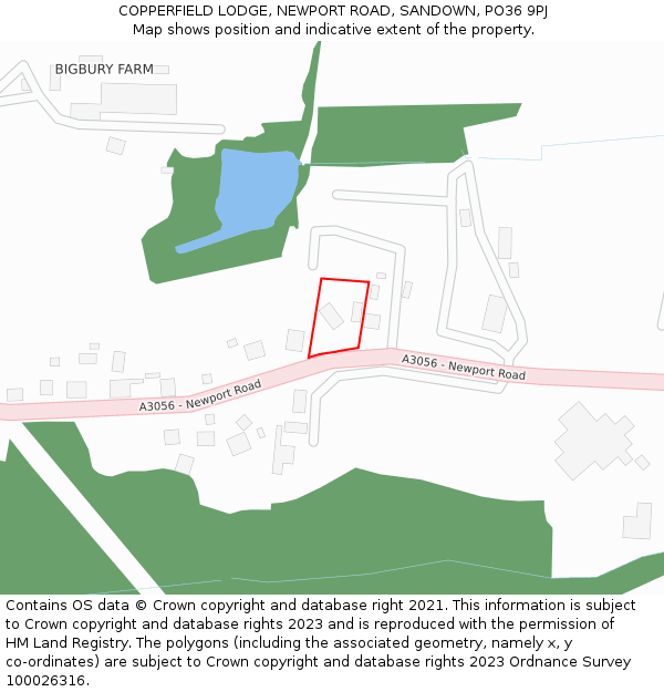 COPPERFIELD LODGE, NEWPORT ROAD, SANDOWN, PO36 9PJ: Location map and indicative extent of plot