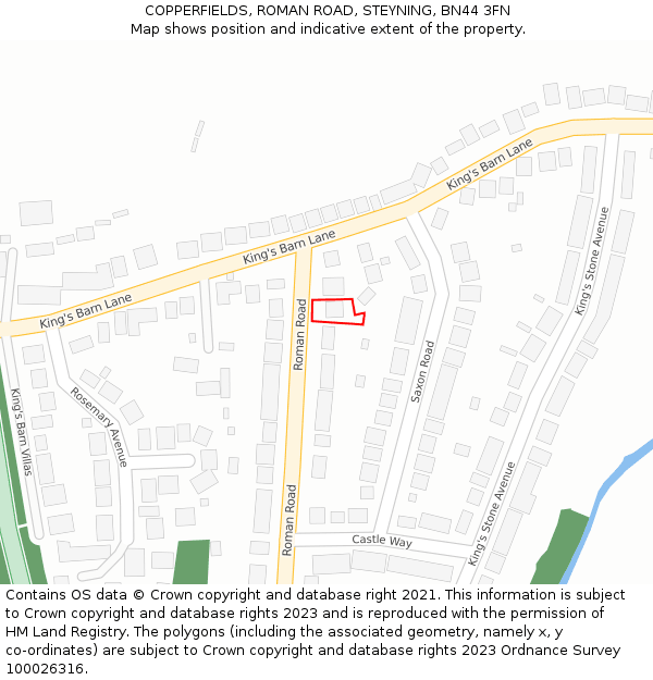 COPPERFIELDS, ROMAN ROAD, STEYNING, BN44 3FN: Location map and indicative extent of plot