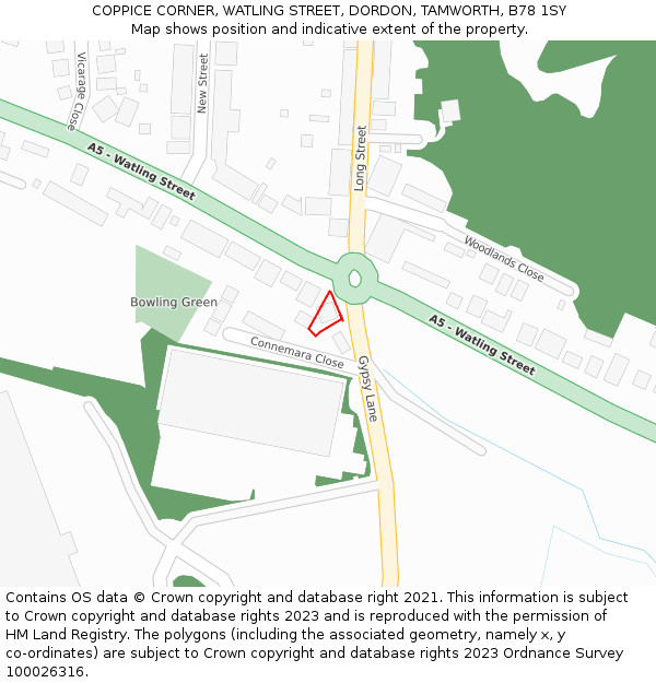 COPPICE CORNER, WATLING STREET, DORDON, TAMWORTH, B78 1SY: Location map and indicative extent of plot