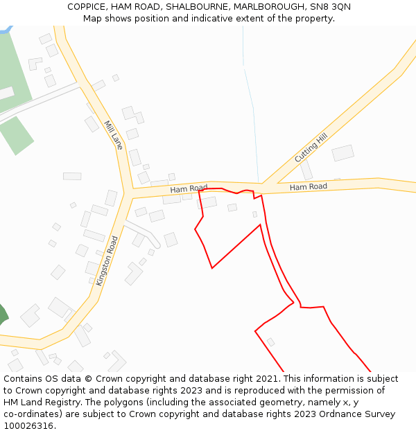 COPPICE, HAM ROAD, SHALBOURNE, MARLBOROUGH, SN8 3QN: Location map and indicative extent of plot