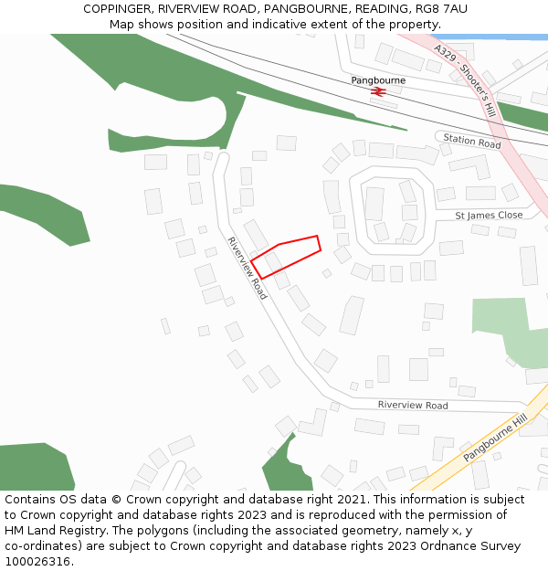 COPPINGER, RIVERVIEW ROAD, PANGBOURNE, READING, RG8 7AU: Location map and indicative extent of plot