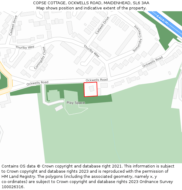 COPSE COTTAGE, OCKWELLS ROAD, MAIDENHEAD, SL6 3AA: Location map and indicative extent of plot