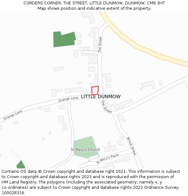 CORDERS CORNER, THE STREET, LITTLE DUNMOW, DUNMOW, CM6 3HT: Location map and indicative extent of plot