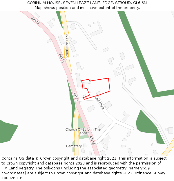 CORINIUM HOUSE, SEVEN LEAZE LANE, EDGE, STROUD, GL6 6NJ: Location map and indicative extent of plot