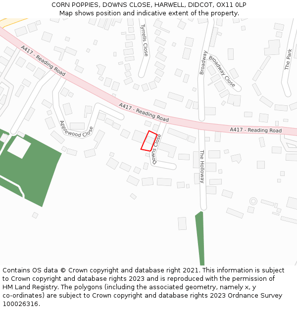 CORN POPPIES, DOWNS CLOSE, HARWELL, DIDCOT, OX11 0LP: Location map and indicative extent of plot