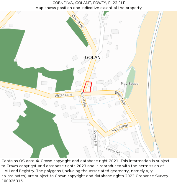 CORNELVA, GOLANT, FOWEY, PL23 1LE: Location map and indicative extent of plot