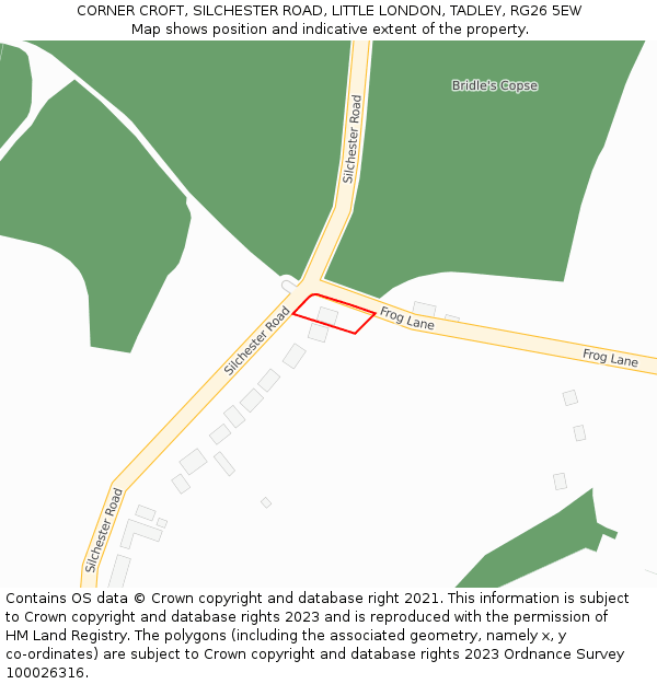 CORNER CROFT, SILCHESTER ROAD, LITTLE LONDON, TADLEY, RG26 5EW: Location map and indicative extent of plot