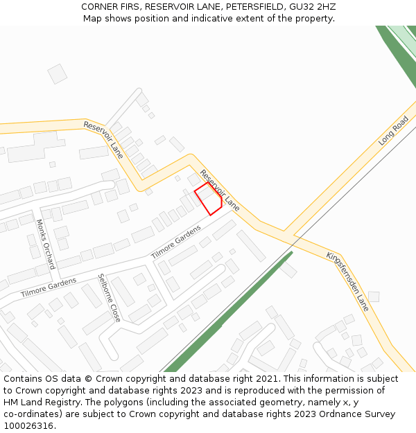 CORNER FIRS, RESERVOIR LANE, PETERSFIELD, GU32 2HZ: Location map and indicative extent of plot