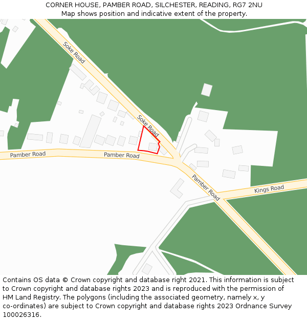 CORNER HOUSE, PAMBER ROAD, SILCHESTER, READING, RG7 2NU: Location map and indicative extent of plot