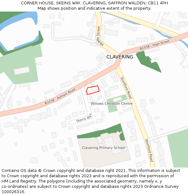 CORNER HOUSE, SKEINS WAY, CLAVERING, SAFFRON WALDEN, CB11 4PH: Location map and indicative extent of plot