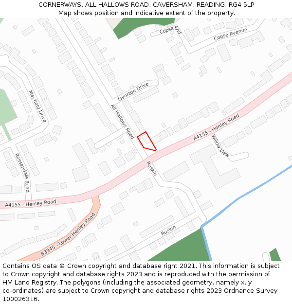 CORNERWAYS, ALL HALLOWS ROAD, CAVERSHAM, READING, RG4 5LP: Location map and indicative extent of plot