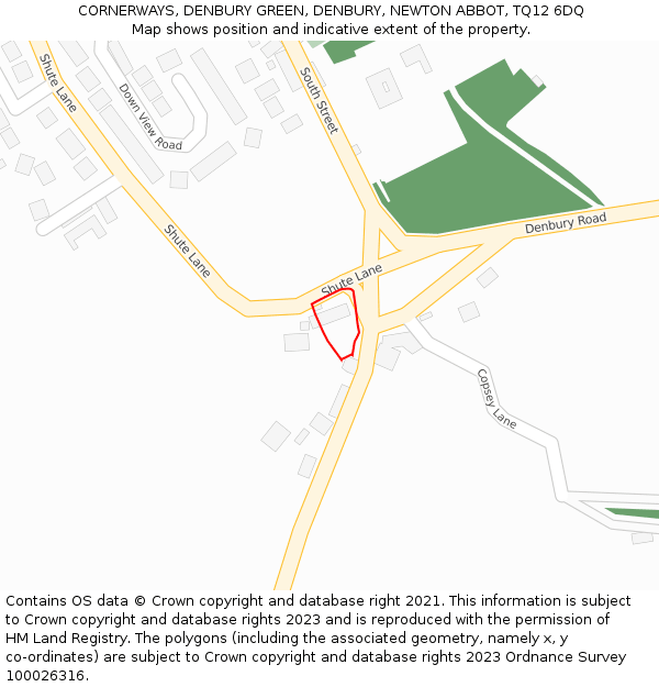 CORNERWAYS, DENBURY GREEN, DENBURY, NEWTON ABBOT, TQ12 6DQ: Location map and indicative extent of plot