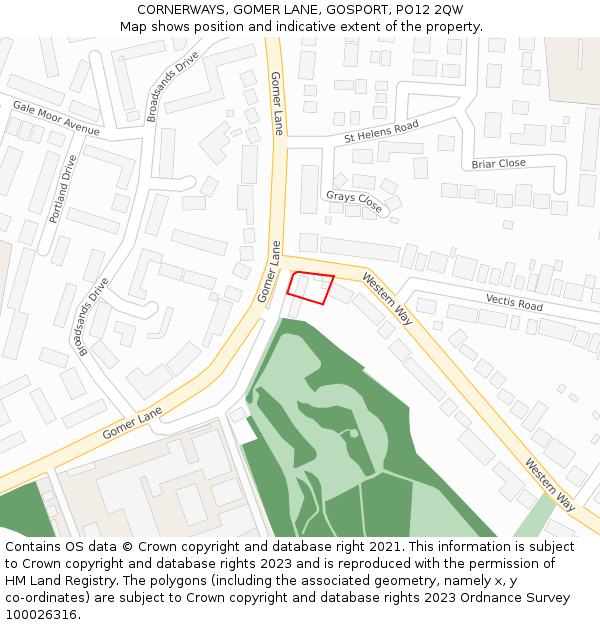 CORNERWAYS, GOMER LANE, GOSPORT, PO12 2QW: Location map and indicative extent of plot