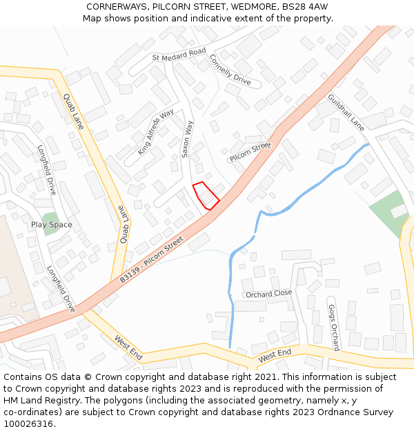 CORNERWAYS, PILCORN STREET, WEDMORE, BS28 4AW: Location map and indicative extent of plot