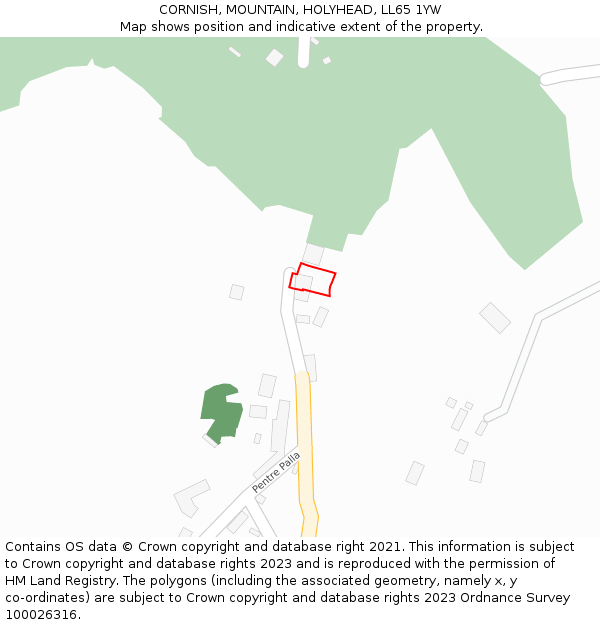 CORNISH, MOUNTAIN, HOLYHEAD, LL65 1YW: Location map and indicative extent of plot