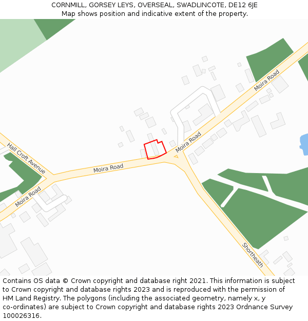 CORNMILL, GORSEY LEYS, OVERSEAL, SWADLINCOTE, DE12 6JE: Location map and indicative extent of plot