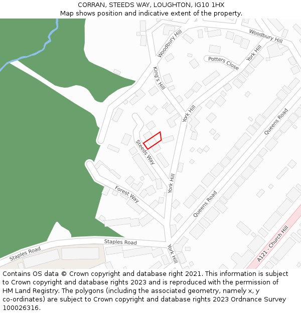 CORRAN, STEEDS WAY, LOUGHTON, IG10 1HX: Location map and indicative extent of plot