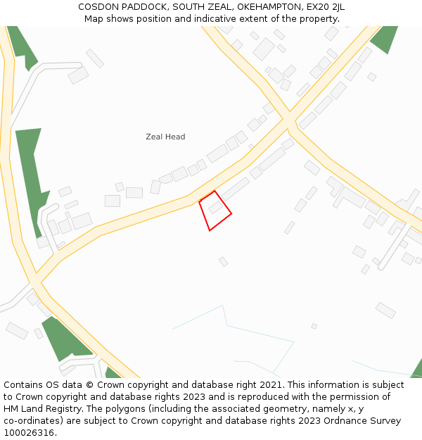 COSDON PADDOCK, SOUTH ZEAL, OKEHAMPTON, EX20 2JL: Location map and indicative extent of plot