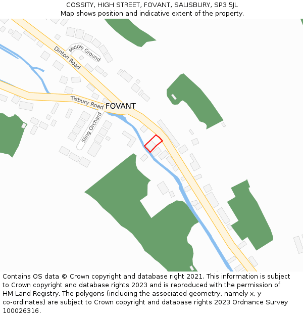 COSSITY, HIGH STREET, FOVANT, SALISBURY, SP3 5JL: Location map and indicative extent of plot