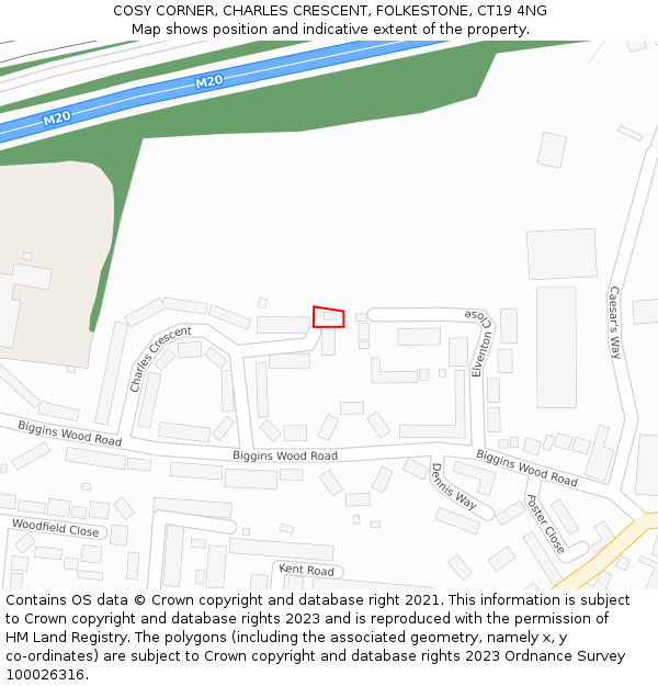 COSY CORNER, CHARLES CRESCENT, FOLKESTONE, CT19 4NG: Location map and indicative extent of plot