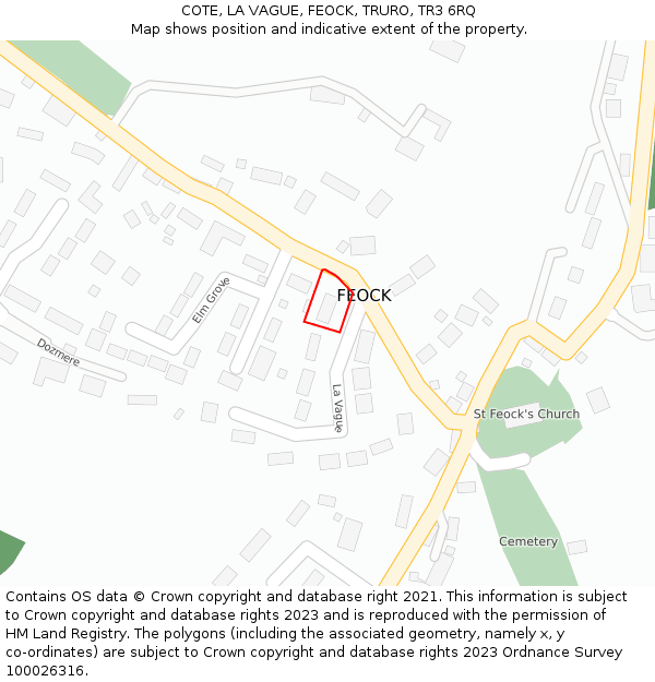COTE, LA VAGUE, FEOCK, TRURO, TR3 6RQ: Location map and indicative extent of plot
