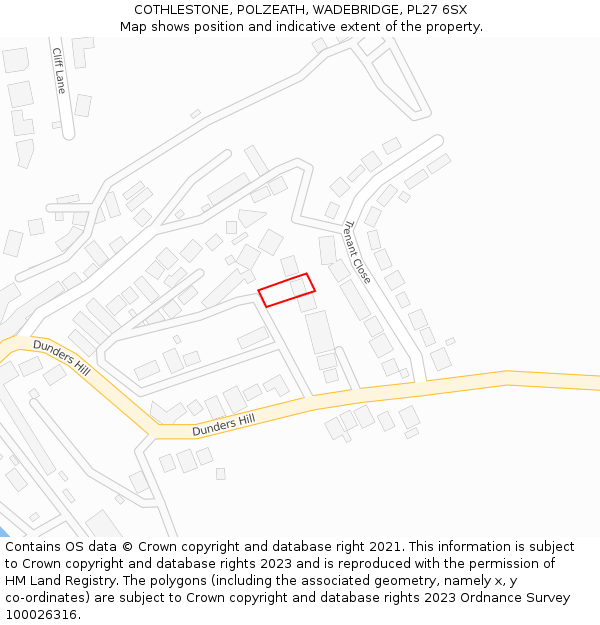 COTHLESTONE, POLZEATH, WADEBRIDGE, PL27 6SX: Location map and indicative extent of plot