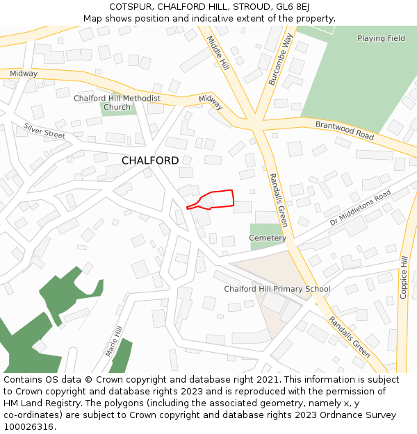 COTSPUR, CHALFORD HILL, STROUD, GL6 8EJ: Location map and indicative extent of plot