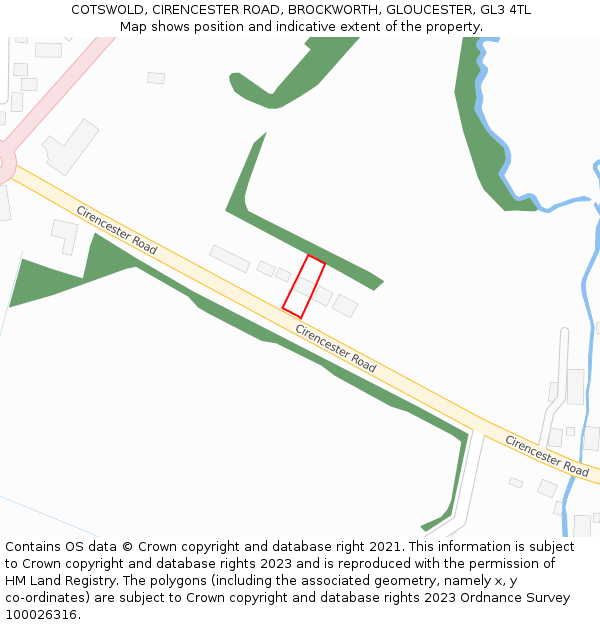 COTSWOLD, CIRENCESTER ROAD, BROCKWORTH, GLOUCESTER, GL3 4TL: Location map and indicative extent of plot