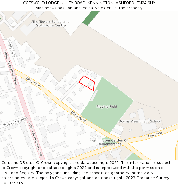 COTSWOLD LODGE, ULLEY ROAD, KENNINGTON, ASHFORD, TN24 9HY: Location map and indicative extent of plot