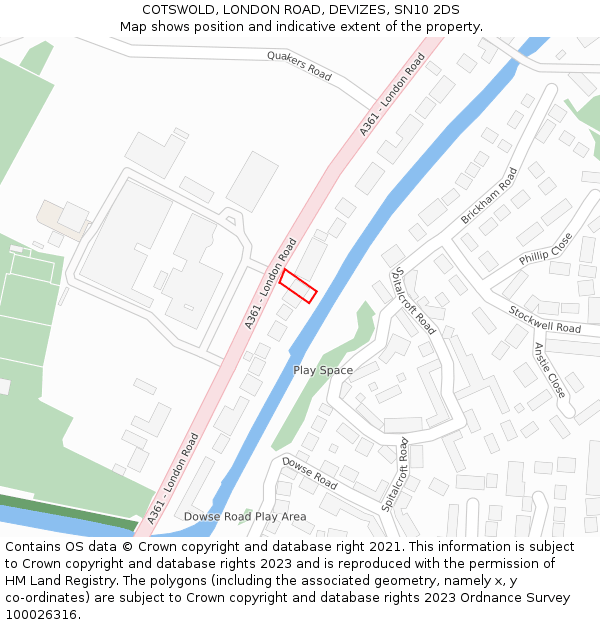 COTSWOLD, LONDON ROAD, DEVIZES, SN10 2DS: Location map and indicative extent of plot