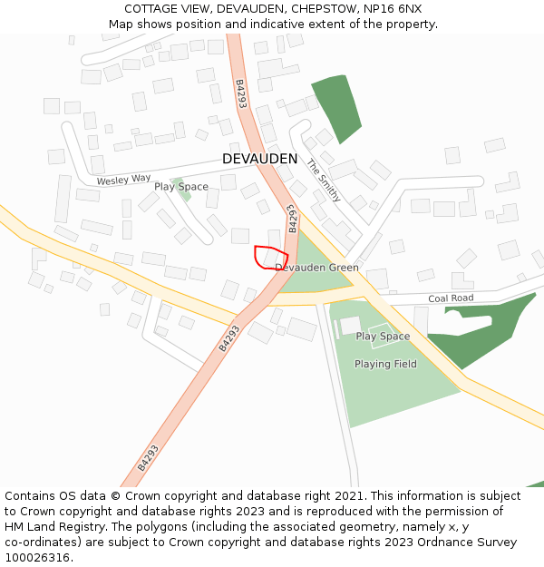 COTTAGE VIEW, DEVAUDEN, CHEPSTOW, NP16 6NX: Location map and indicative extent of plot